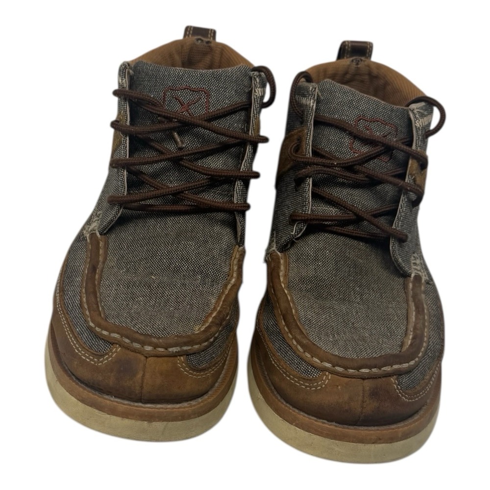Twisted X🔥Western Wedge 🤑Sole Chukka Boots Brown Gray Canvas Cowboy Leather 9 - Picture 9 of 10